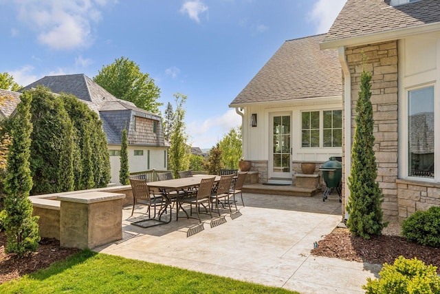 view of patio with area for grilling