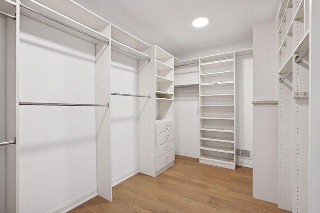 walk in closet featuring light hardwood / wood-style floors