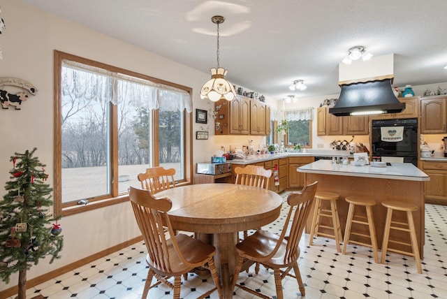 dining area featuring sink