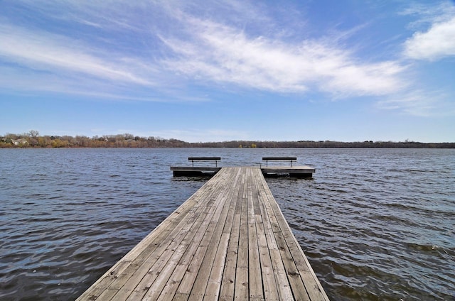 view of dock featuring a water view