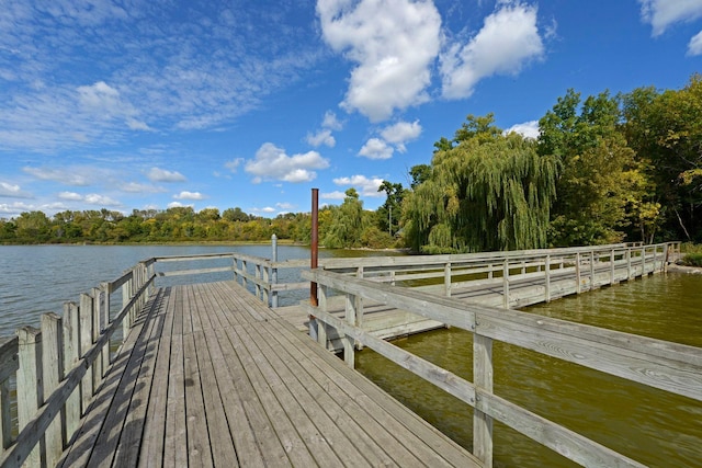 view of dock featuring a water view