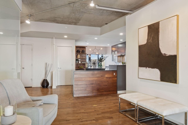 interior space with hardwood / wood-style floors