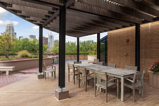 view of patio / terrace featuring a pergola