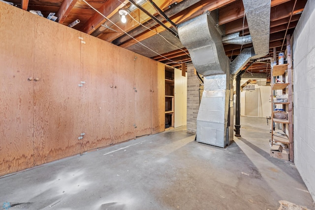 basement with heating unit