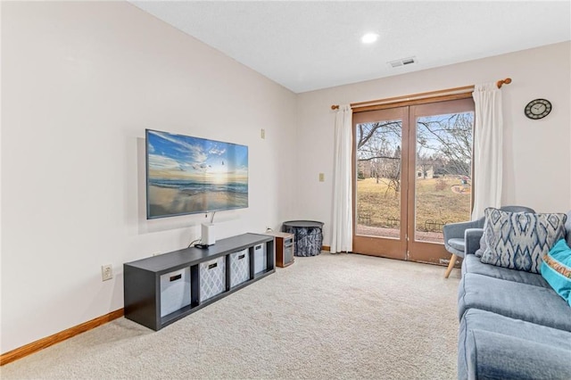 living room featuring carpet flooring