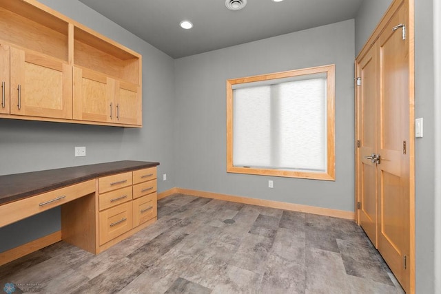 1336 Goldenwood Dr, West Fargo, ND 58078 - unfurnished office with built in study area, baseboards, and recessed lighting