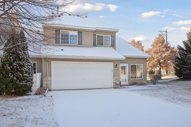 view of front property with a garage