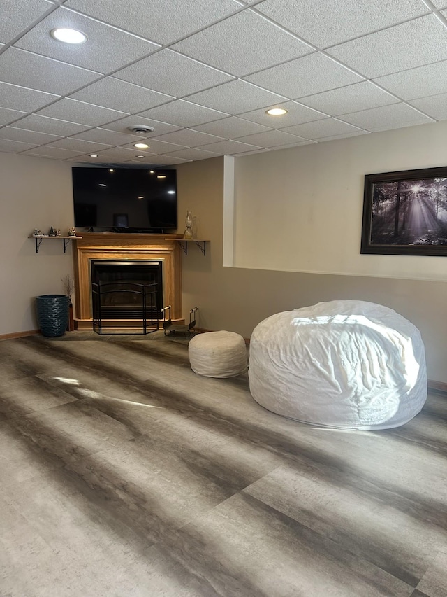 sitting room featuring a fireplace