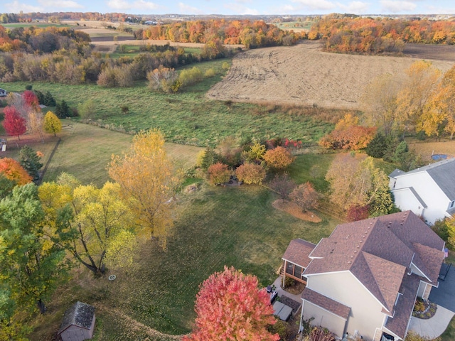 aerial view with a rural view