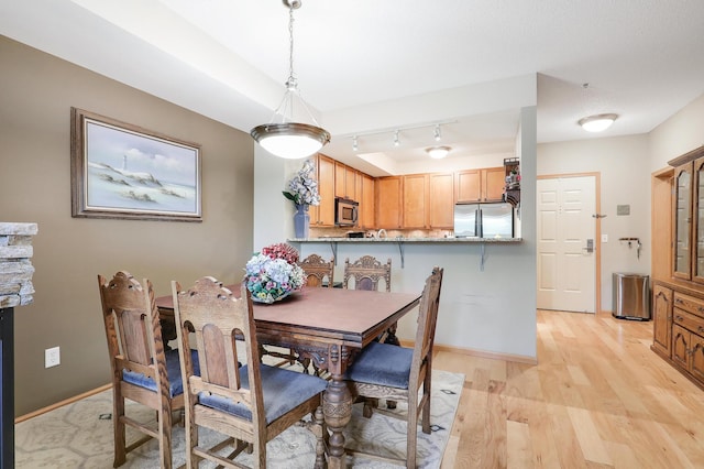 dining room with light hardwood / wood-style flooring