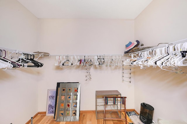 walk in closet featuring wood-type flooring