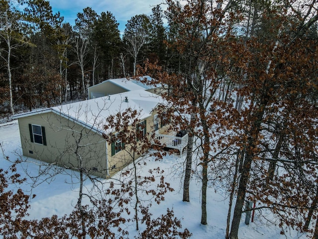 view of snow covered exterior