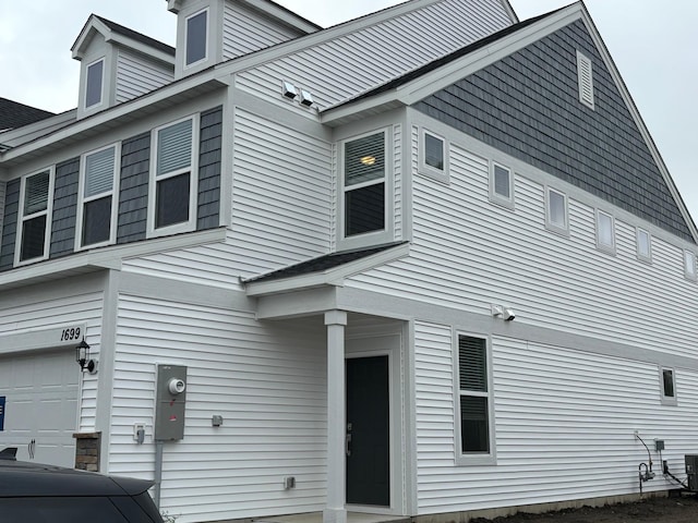 exterior space featuring a garage