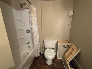 bathroom with toilet and shower / tub combo