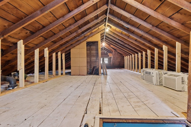 view of unfinished attic