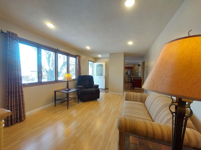 living room with light hardwood / wood-style flooring