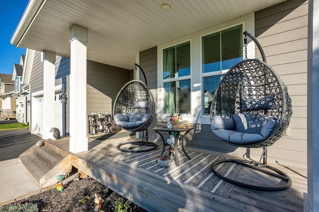 wooden terrace with covered porch