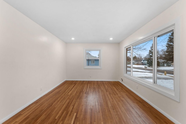 empty room with hardwood / wood-style flooring and plenty of natural light