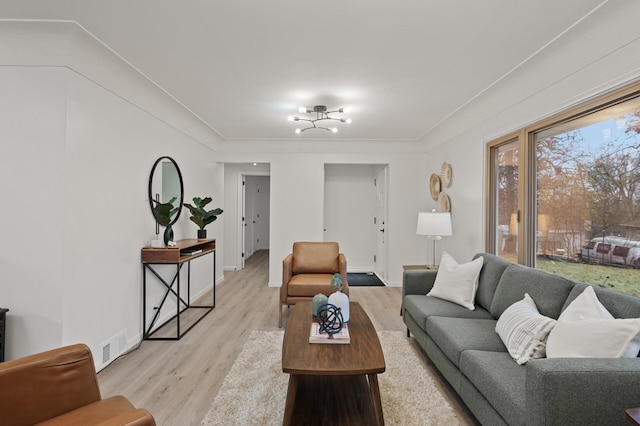 living room featuring light hardwood / wood-style floors