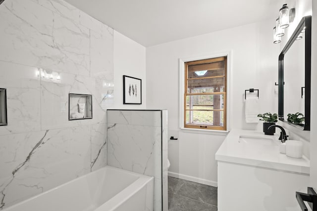 bathroom featuring shower / bath combination and vanity