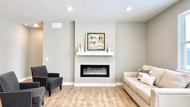 living room with plenty of natural light and light wood-type flooring