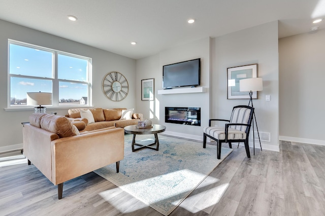 living room featuring light hardwood / wood-style flooring