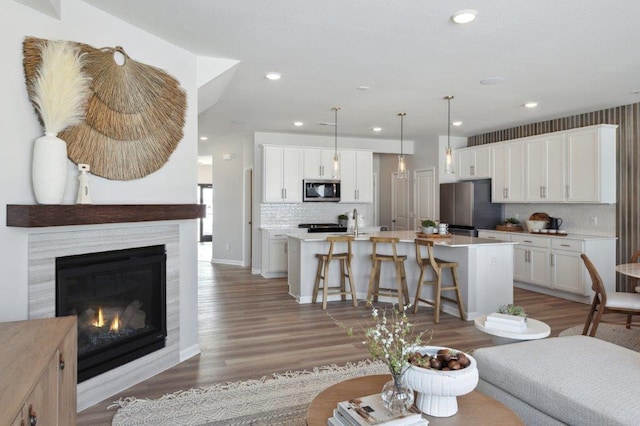 living room featuring hardwood / wood-style flooring