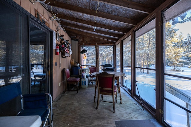 23790 360th St, Huntersville Twp, MN 56464 - sunroom featuring lofted ceiling