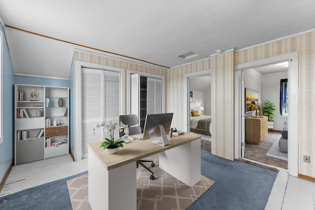 2021 Main St S, Pine City Twp, MN 55063 - office space featuring wallpapered walls and crown molding