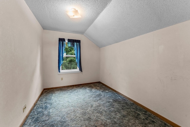 2021 Main St S, Pine City Twp, MN 55063 - bonus room featuring a textured ceiling, lofted ceiling, and carpet flooring