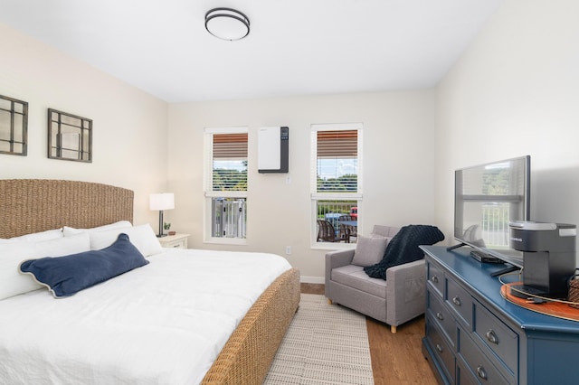 bedroom with light wood-type flooring