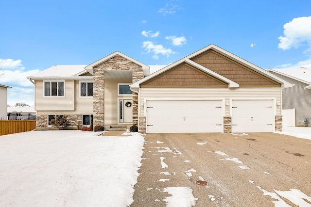 view of front of property featuring a garage