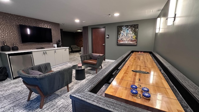 rec room with a bowling alley