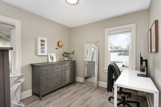 office space featuring light wood-type flooring