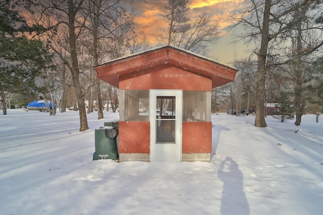 view of snow covered structure