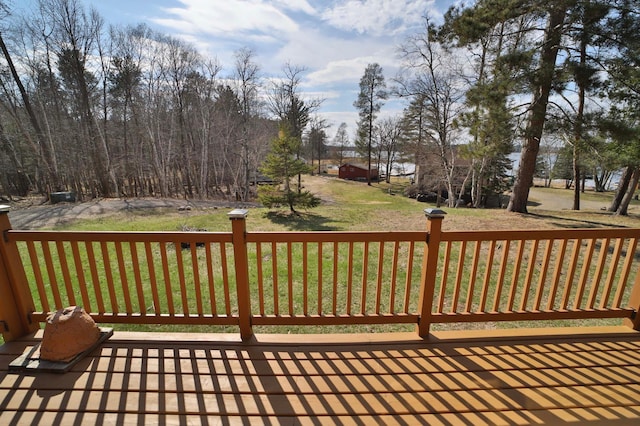 deck featuring a yard