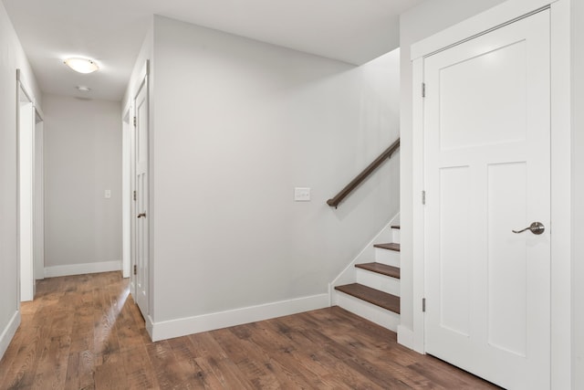 stairs with wood-type flooring