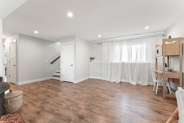 living room with hardwood / wood-style floors