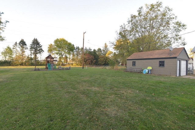 view of yard with a playground