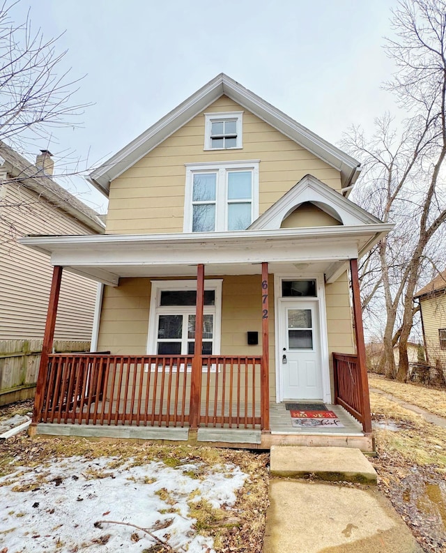 view of front of property featuring covered porch