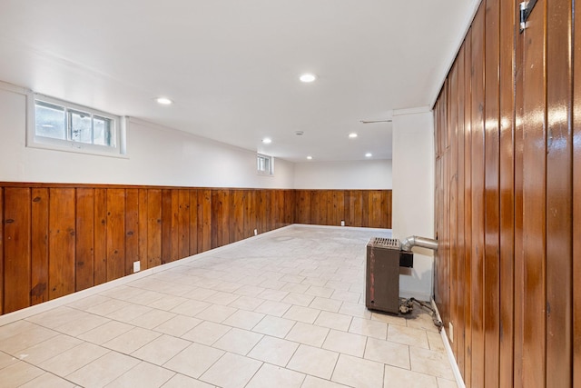 basement with wooden walls