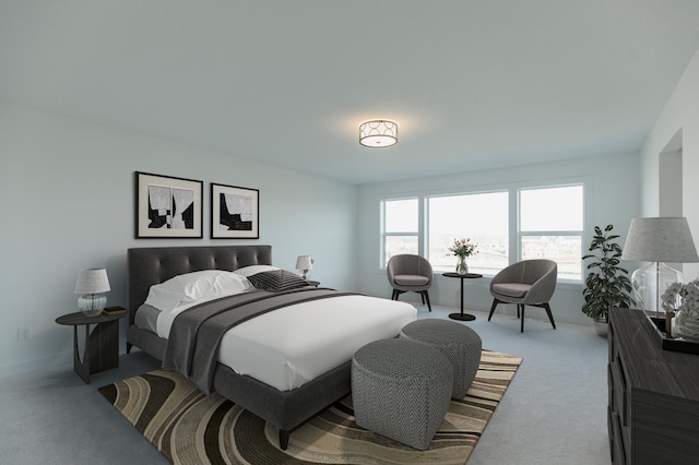 carpeted bedroom featuring multiple windows