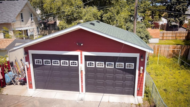 view of garage