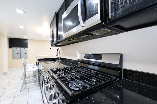 kitchen with sink and stainless steel range with gas cooktop