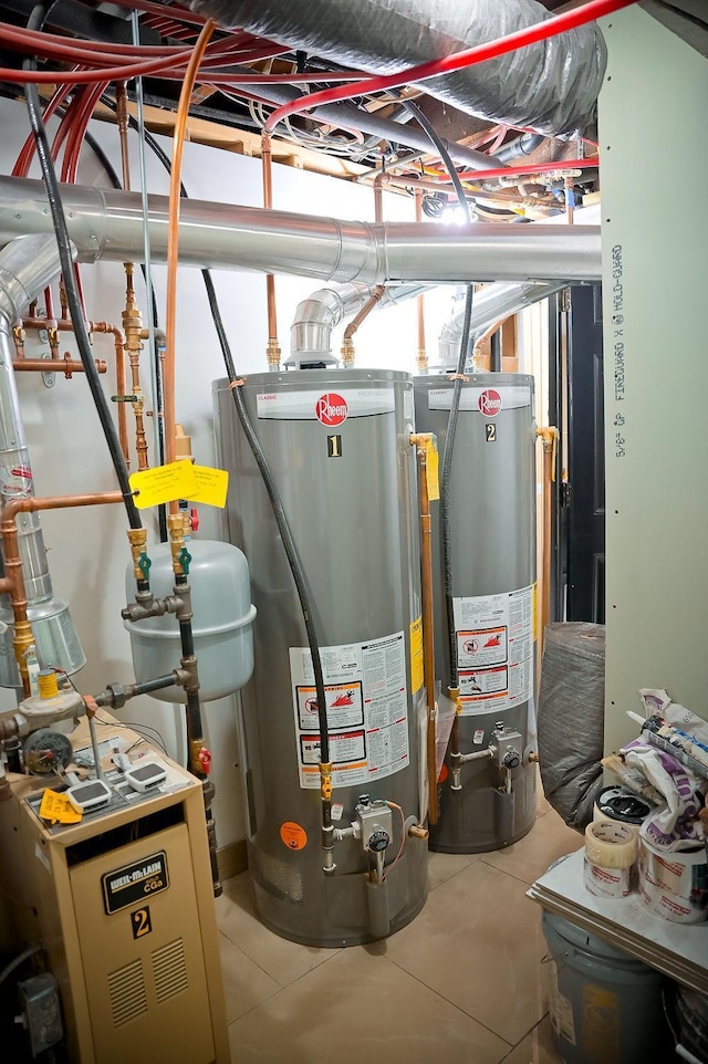 utility room with water heater