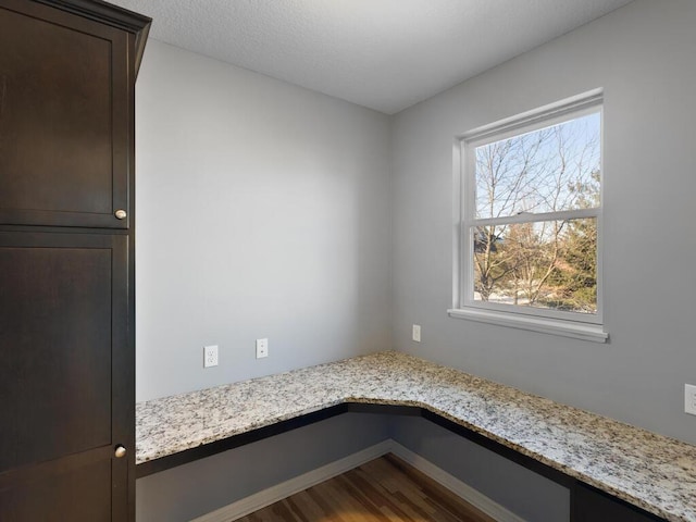 interior space with hardwood / wood-style flooring, built in desk, and plenty of natural light