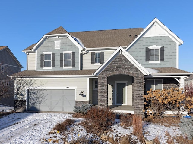 view of front of property with a garage