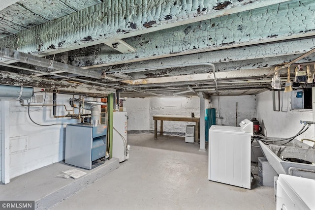 basement with independent washer and dryer