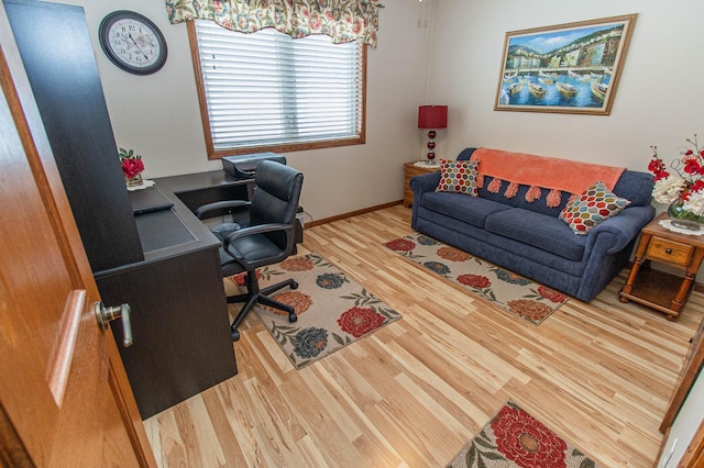 office with hardwood / wood-style flooring