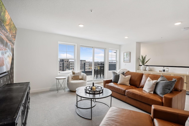 living room with light carpet